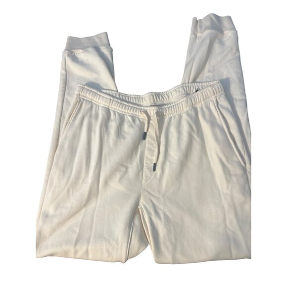 7 For All Mankind Mens Cream Jogger Pants Pockets Drawstring Cotton Sz S NWT - Picture 1 of 7